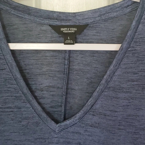 Simply Vera Vera Wang Womens Sheer Cap Sleeve Top with Side Gathered Tie - Picture 2 of 11